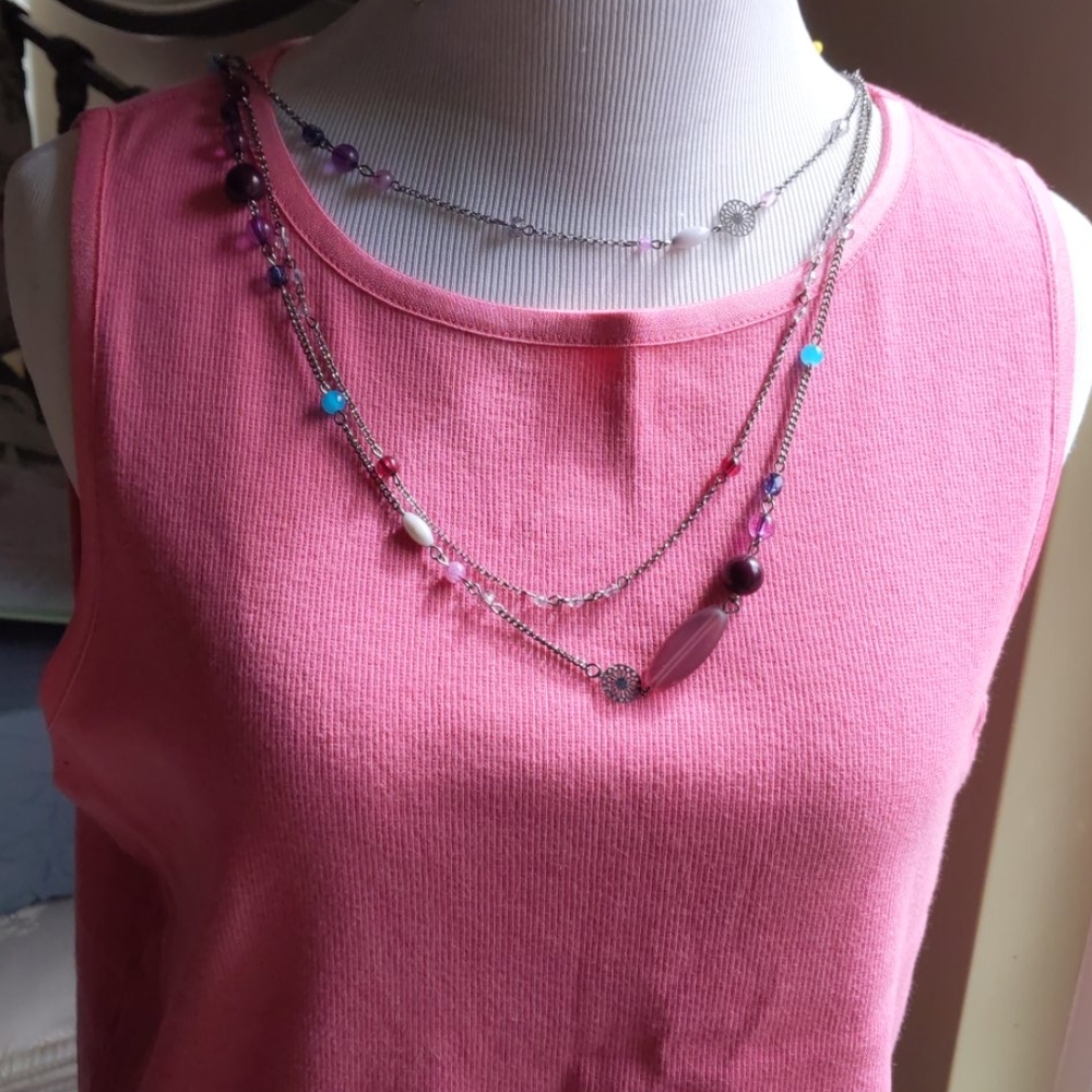 Ribbed pink tank